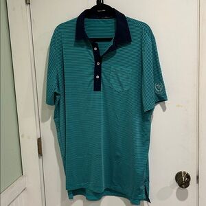 RLX Ralph Lauren polo shirt striped green and blue short sleeve W TGC Logo